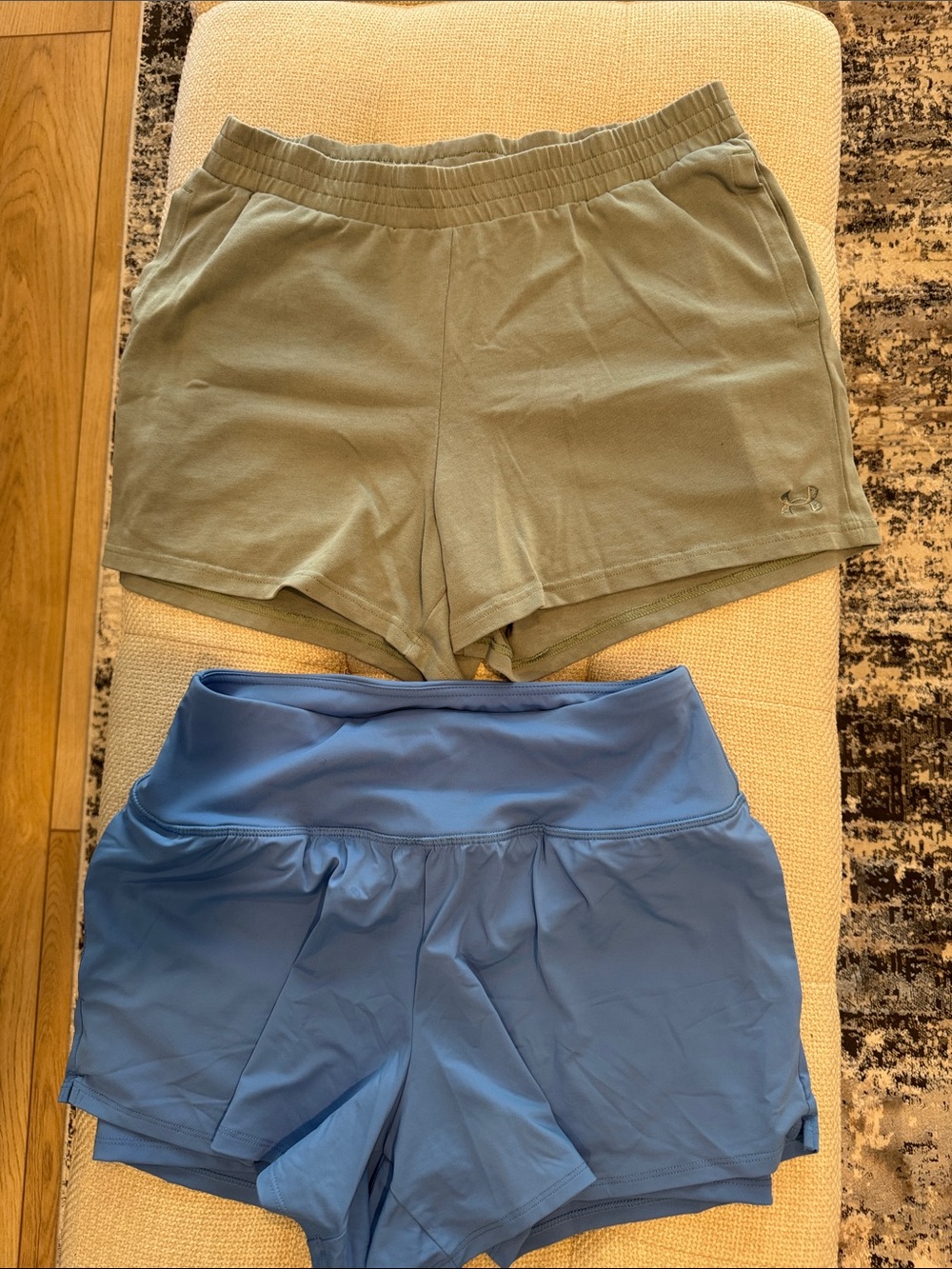 Under Armour Women's Olive Green & Blue Athletic Shorts Duo